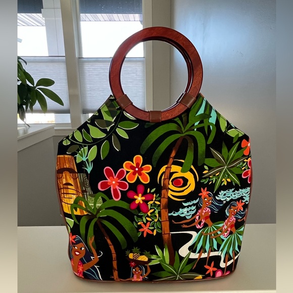 Isabella Fiore VTG Embellished Hawaii Tropical Hula Print Women's Bag - Picture 4 of 8